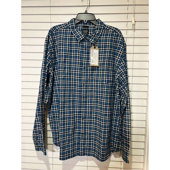 Prana Los Feliz Long Sleeve‎ Button Up Flannel Shirt - NWT - XXL - Picture 1 of 3